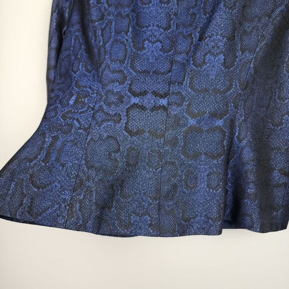 Bigio Animal Print Blazer Blue Black Snakeskin Jacket Acetate Size 10 - Picture 13 of 15